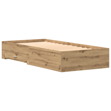 vidaXL Bedframe met lade Artisan Eiken 100 x 200 cm Bewerkt hout afbeelding2 - 1
