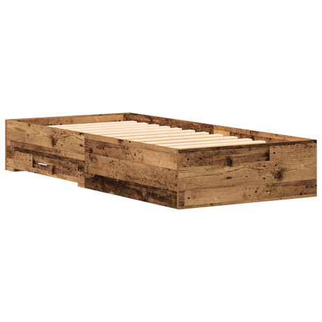 vidaXL Bedframe met lade met opslag Oud Hout 90 x 190 cm Bewerkt hout afbeelding2 - 1