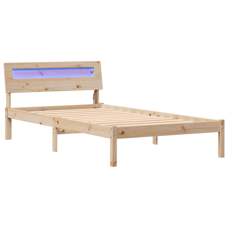 vidaXL Bedframe met hoofdeinde Bruin 75 x 190 cm Massief grenenhout afbeelding2 - 1