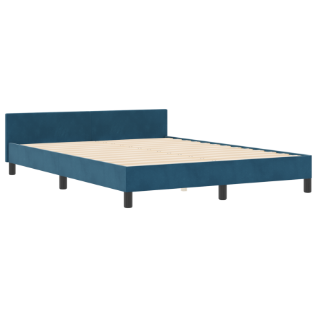 vidaXL Bedframe donkerblauw fluweel 140x190 cm afbeelding2 - 1