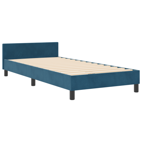 vidaXL Bedframe fluweel donkerblauw 90x190 cm afbeelding2 - 1