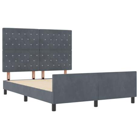vidaXL Boxspringbed met hoofdeinde Donkergrijs 160 x 200 cm Fluweel afbeelding2 - 1