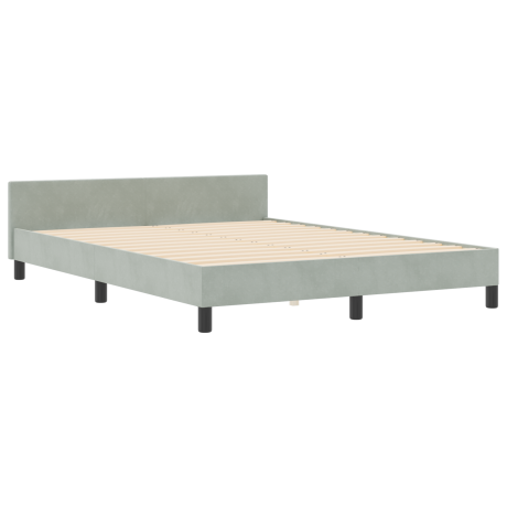 vidaXL Bedframe fluweel lichtgrijs 160x200 cm afbeelding2 - 1