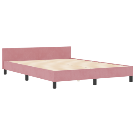 vidaXL Bedframe fluweel roze 160x200 cm afbeelding2 - 1