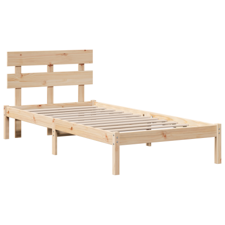 vidaXL Bedframe met hoofdeinde Bruin 80 x 200 cm Massief grenenhout afbeelding2 - 1
