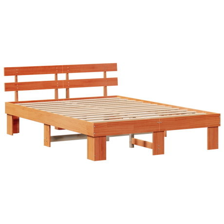 vidaXL Bedframe met hoofdbord Waxbruin 150x200 cm Massief hout afbeelding2 - 1