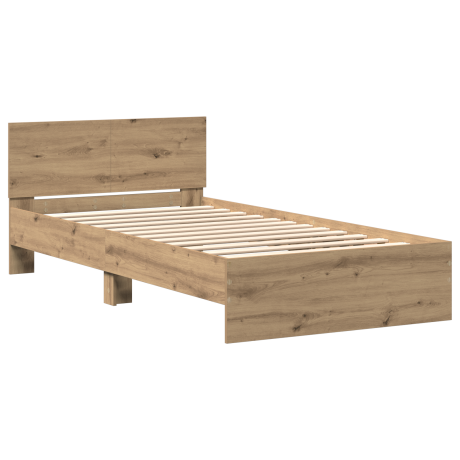 vidaXL Bedframe Artisan Eiken 203 x 104 x 70 cm Bewerkt hout afbeelding2 - 1