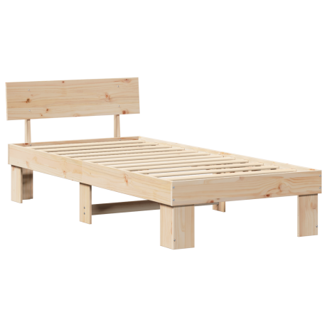 vidaXL Bedframe met hoofdeinde Naturel 100 x 200 cm Massief grenenhout afbeelding2 - 1