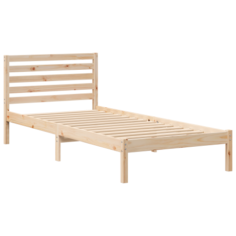 vidaXL Bedframe met hoofdeinde Bruin 100 x 220 cm Massief grenenhout afbeelding2 - 1