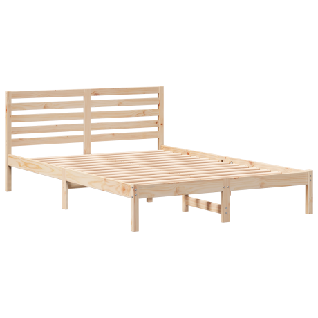 vidaXL Bedframe met hoofdeinde Bruin 140 x 210 cm Massief grenenhout afbeelding2 - 1