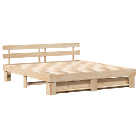 vidaXL Bedframe met hoofdeinde Bruin 180 x 200 cm Massief grenenhout afbeelding2 - 1