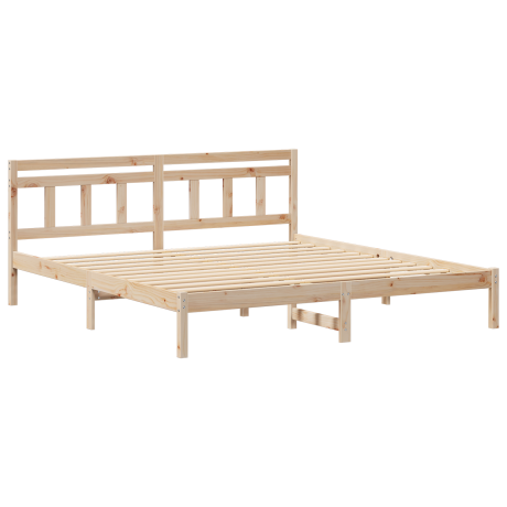 vidaXL Bedframe met hoofdeinde Bruin 200 x 200 cm Grenenhout afbeelding2 - 1
