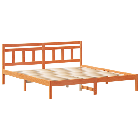 vidaXL Bedframe met hoofdeinde Bruin 200 x 200 cm Grenenhout afbeelding2 - 1