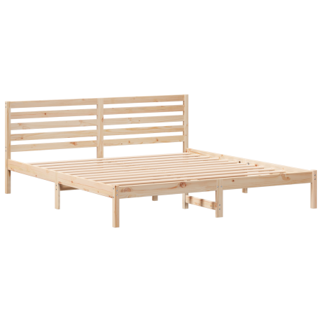 vidaXL Bedframe met hoofdeinde Bruin 200 x 200 cm Massief grenenhout afbeelding2 - 1