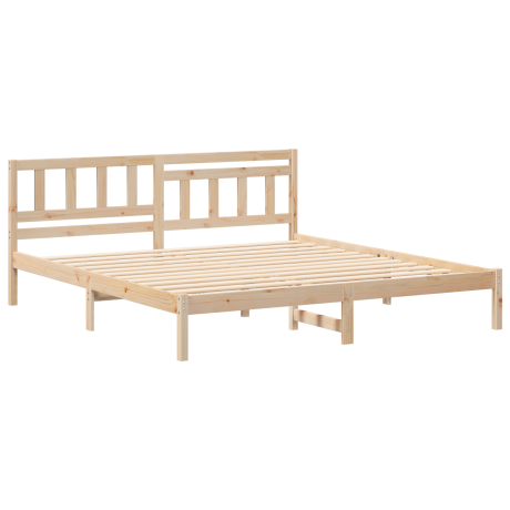 vidaXL Bedframe met hoofdeinde Bruin 200 x 200 cm Massief grenenhout afbeelding2 - 1