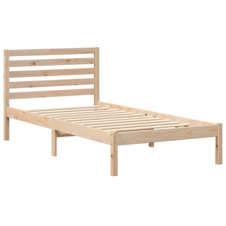 vidaXL Bedframe met hoofdeinde Bruin 75 x 190 cm Massief grenenhout afbeelding2 - 1
