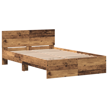 vidaXL Bedframe met hoofdeinde Oudhout 193 x 125 x 70 cm Bewerkt hout afbeelding2 - 1
