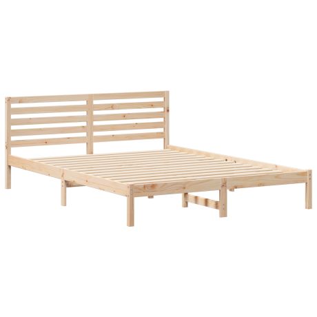 vidaXL Bedframe met hoofdeinde Verstelbaar Bruin 160 x 220 cm Massief grenenhout afbeelding2 - 1