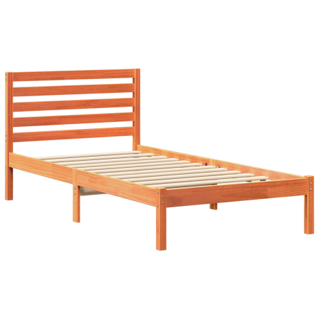 vidaXL Bedframe met hoofdeinde Wasbruin 75 x 190 cm Massief grenenhout afbeelding2 - 1