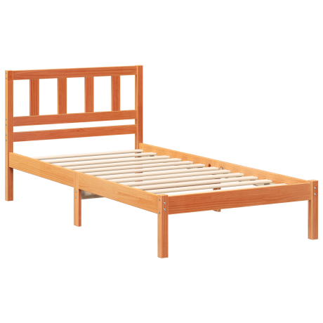 vidaXL Bedframe met hoofdeinde Wasbruin 75 x 190 cm Massief grenenhout afbeelding2 - 1