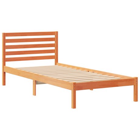 vidaXL Bedframe met hoofdeinde Wasbruin 80 x 210 cm Massief grenenhout afbeelding2 - 1