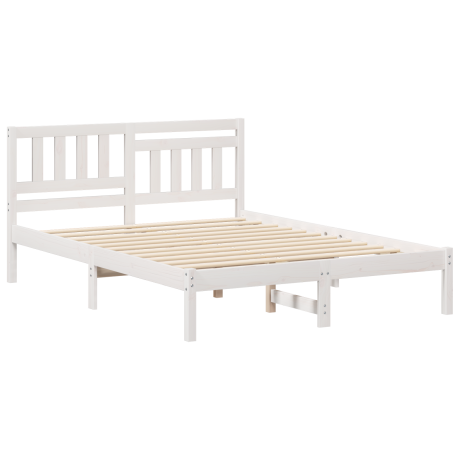 vidaXL Bedframe met hoofdeinde Wit 120 x 190 cm Massief grenenhout afbeelding2 - 1