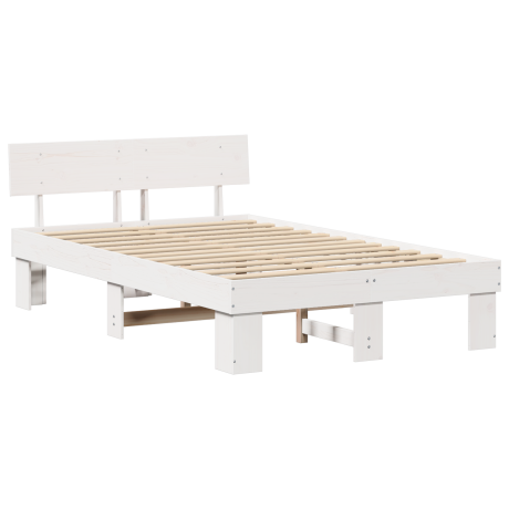 vidaXL Bedframe met hoofdeinde Wit 120 x 190 cm Massief grenenhout afbeelding2 - 1