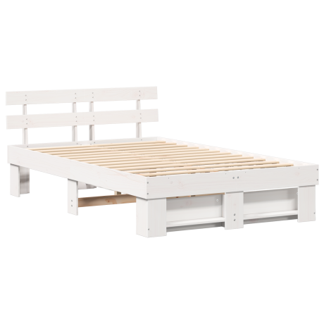 vidaXL Bedframe met hoofdeinde Wit 120 x 200 cm Massief grenenhout afbeelding2 - 1