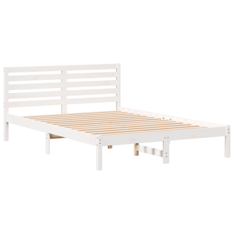 vidaXL Bedframe met hoofdeinde Wit 140 x 220 cm Massief grenenhout afbeelding2 - 1