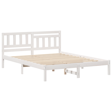 vidaXL Bedframe met hoofdeinde Wit 150 x 200 cm Massief grenenhout afbeelding2 - 1