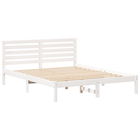 vidaXL Bedframe met hoofdeinde Wit 150 x 200 cm Massief grenenhout afbeelding2 - 1