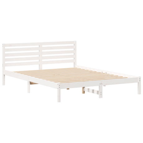 vidaXL Bedframe met hoofdeinde Wit 160 x 210 cm Massief grenenhout afbeelding2 - 1