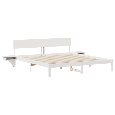vidaXL Bedframe met hoofdeinde Wit 200 x 200 cm Massief grenenhout afbeelding2 - 1