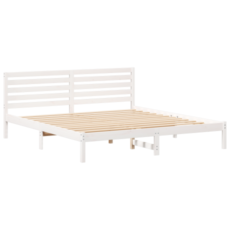 vidaXL Bedframe met hoofdeinde Wit 200 x 200 cm Massief grenenhout afbeelding2 - 1
