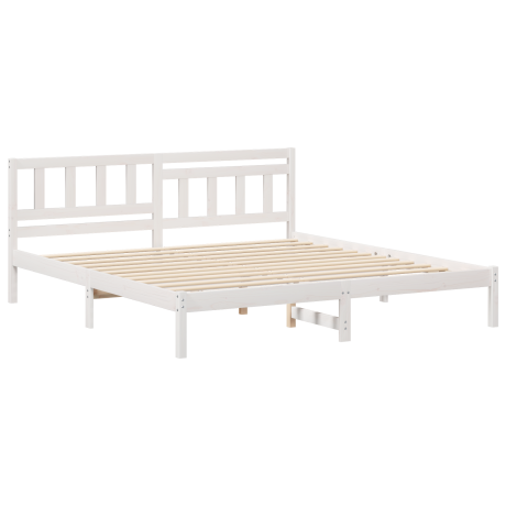 vidaXL Bedframe met hoofdeinde Wit 200 x 200 cm Massief grenenhout afbeelding2 - 1