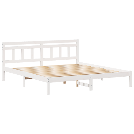 vidaXL Bedframe met hoofdeinde Wit 200 x 200 cm Massief grenenhout afbeelding2 - 1