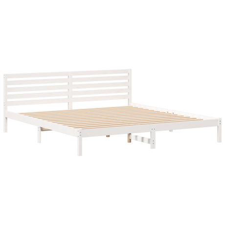 vidaXL Bedframe met hoofdeinde Wit 200 x 220 cm Massief grenenhout afbeelding2 - 1