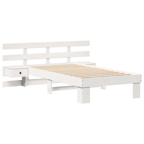vidaXL Bedframe met hoofdeinde Wit 90 x 190 cm Massief grenenhout afbeelding2 - 1