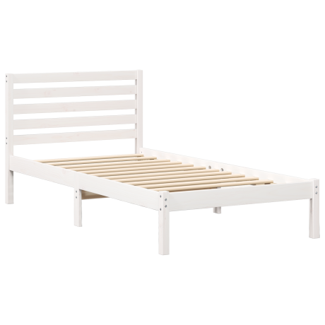 vidaXL Bedframe met hoofdeinde Wit 90 x 200 cm Massief grenenhout afbeelding2 - 1