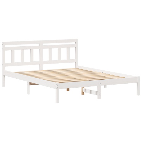 vidaXL Bedframe met hoofdeinde Wit Standaard Tweepersoons Grenenhout afbeelding2 - 1