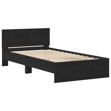 vidaXL Bedframe Zwart Eiken 203 x 104 x 70 cm Bewerkt hout afbeelding2 - 1