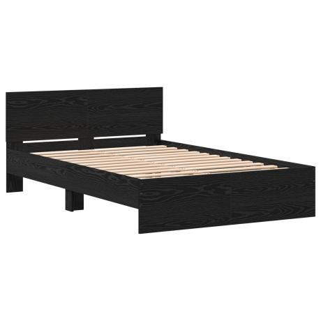 vidaXL Bedframe Zwart Eiken 193 x 125 x 70 cm Bewerkt hout afbeelding2 - 1