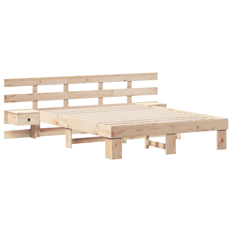 vidaXL Bedframe met lade Bruin 160 x 200 cm Massief grenenhout afbeelding2 - 1