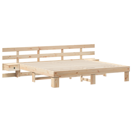 vidaXL Bedframe met lade Bruin 200 x 200 cm Massief grenenhout afbeelding2 - 1