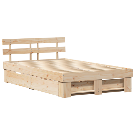 vidaXL Bedframe met lade met hoofdeinde met opslag Bruin 120 x 200 cm Grenenhout afbeelding2 - 1