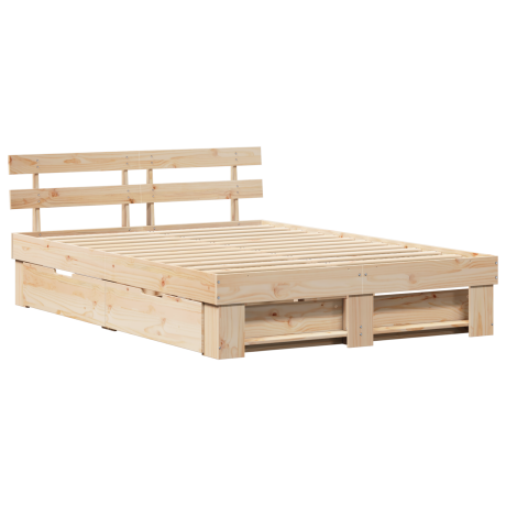 vidaXL Bedframe met lade met hoofdeinde met opslag Bruin 140 x 200 cm Massief grenenhout afbeelding2 - 1
