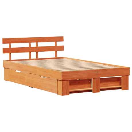 vidaXL Bedframe met lade met hoofdeinde met opslag Wasbruin 120 x 200 cm Massief hout afbeelding2 - 1