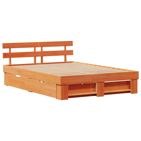 vidaXL Bedframe met lade Wasbruin 140 x 200 cm Massief grenenhout afbeelding2 - 1
