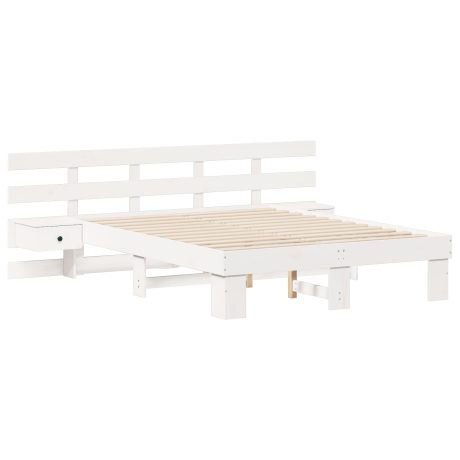 vidaXL Bedframe met lade Wit 120 x 190 cm Massief hout afbeelding2 - 1