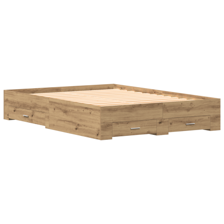 vidaXL bedframe met lades Ambachtelijk eiken Bewerkt hout 140 x 200 cm afbeelding2 - 1